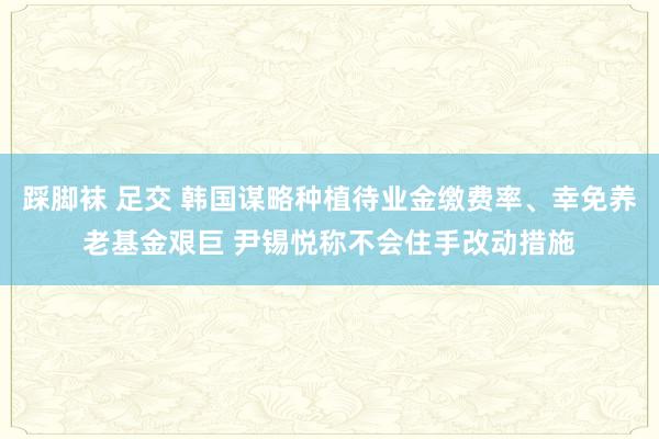 踩脚袜 足交 韩国谋略种植待业金缴费率、幸免养老基金艰巨 尹锡悦称不会住手改动措施