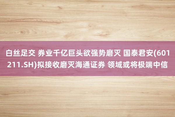 白丝足交 券业千亿巨头欲强势磨灭 国泰君安(601211.SH)拟接收磨灭海通证券 领域或将极端中信