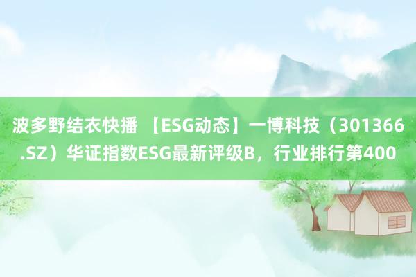 波多野结衣快播 【ESG动态】一博科技（301366.SZ）华证指数ESG最新评级B，行业排行第400