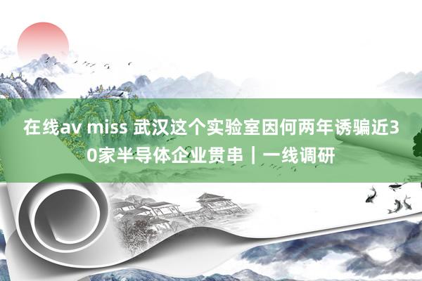 在线av miss 武汉这个实验室因何两年诱骗近30家半导体企业贯串｜一线调研