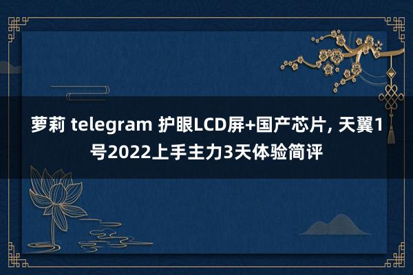 萝莉 telegram 护眼LCD屏+国产芯片， 天翼1号2022上手主力3天体验简评