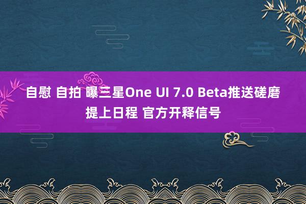 自慰 自拍 曝三星One UI 7.0 Beta推送磋磨提上日程 官方开释信号