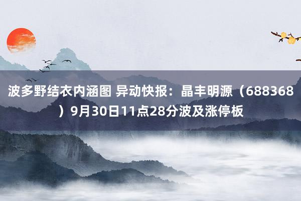 波多野结衣内涵图 异动快报：晶丰明源（688368）9月30日11点28分波及涨停板