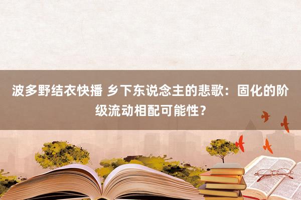 波多野结衣快播 乡下东说念主的悲歌：固化的阶级流动相配可能性？