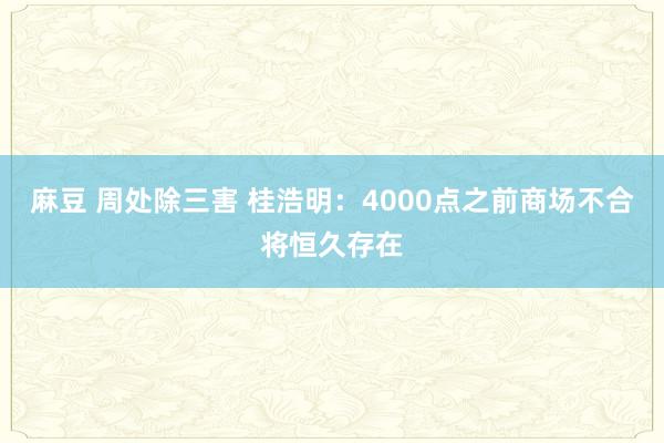 麻豆 周处除三害 桂浩明：4000点之前商场不合将恒久存在