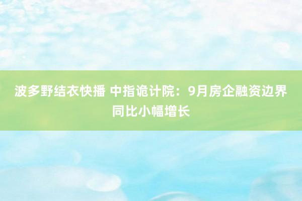 波多野结衣快播 中指诡计院：9月房企融资边界同比小幅增长