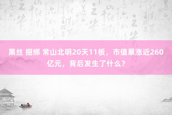 黑丝 捆绑 常山北明20天11板，市值暴涨近260亿元，背后发生了什么？