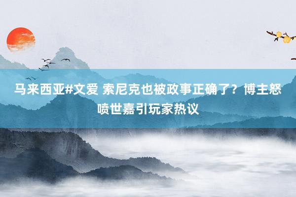 马来西亚#文爱 索尼克也被政事正确了？博主怒喷世嘉引玩家热议