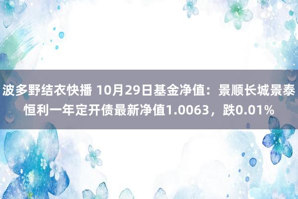 波多野结衣快播 10月29日基金净值：景顺长城景泰恒利一年定开债最新净值1.0063，跌0.01%