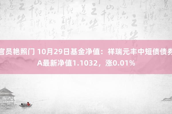 官员艳照门 10月29日基金净值：祥瑞元丰中短债债券A最新净值1.1032，涨0.01%