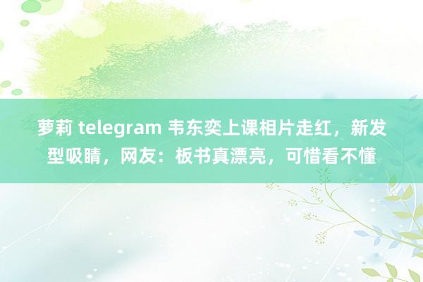 萝莉 telegram 韦东奕上课相片走红，新发型吸睛，网友：板书真漂亮，可惜看不懂