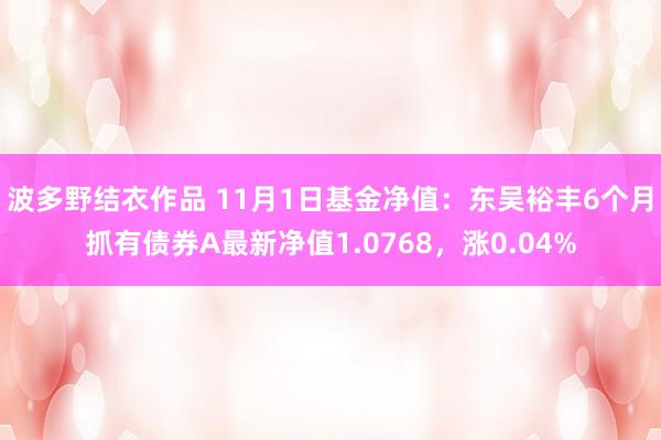 波多野结衣作品 11月1日基金净值：东吴裕丰6个月抓有债券A最新净值1.0768，涨0.04%