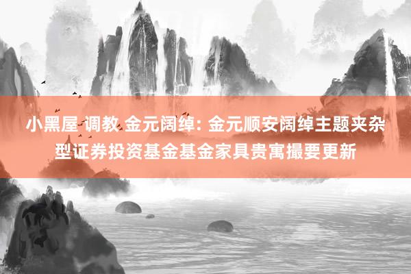 小黑屋 调教 金元阔绰: 金元顺安阔绰主题夹杂型证券投资基金基金家具贵寓撮要更新