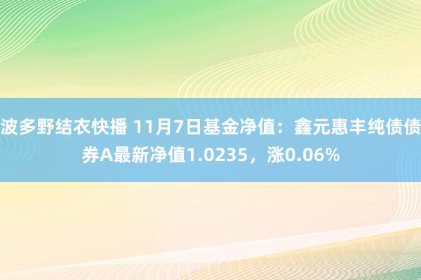 波多野结衣快播 11月7日基金净值：鑫元惠丰纯债债券A最新净值1.0235，涨0.06%