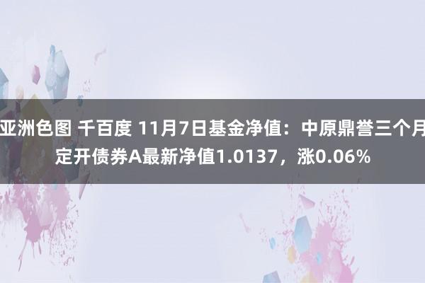 亚洲色图 千百度 11月7日基金净值：中原鼎誉三个月定开债券A最新净值1.0137，涨0.06%