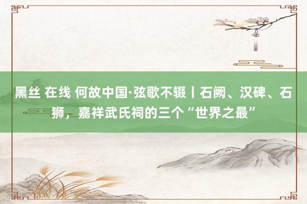 黑丝 在线 何故中国·弦歌不辍丨石阙、汉碑、石狮，嘉祥武氏祠的三个“世界之最”