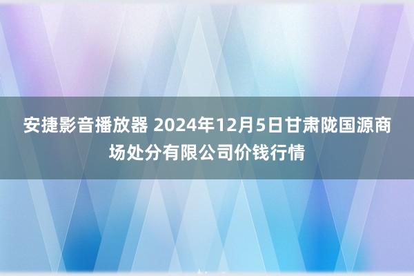 安捷影音播放器 2024年12月5日甘肃陇国源商场处分有限公司价钱行情