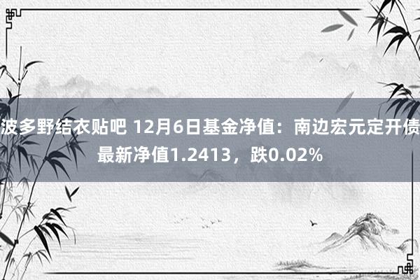 波多野结衣贴吧 12月6日基金净值：南边宏元定开债最新净值1.2413，跌0.02%