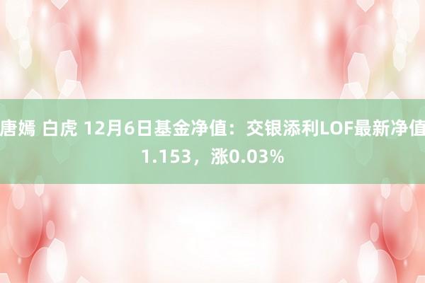 唐嫣 白虎 12月6日基金净值：交银添利LOF最新净值1.153，涨0.03%