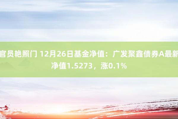 官员艳照门 12月26日基金净值：广发聚鑫债券A最新净值1.5273，涨0.1%