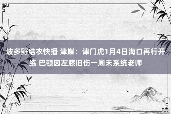 波多野结衣快播 津媒：津门虎1月4日海口再行开练 巴顿因左膝旧伤一周未系统老师