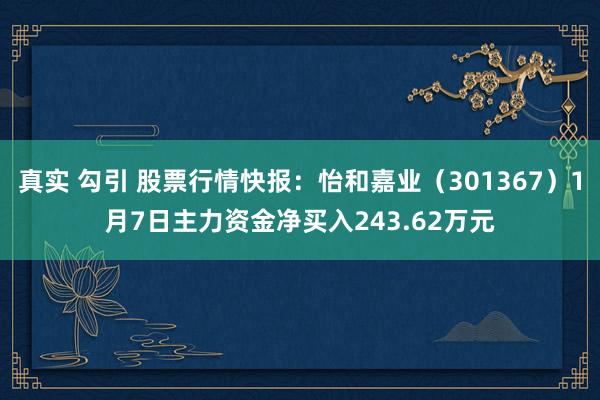 真实 勾引 股票行情快报：怡和嘉业（301367）1月7日主力资金净买入243.62万元