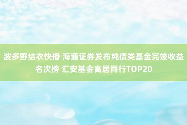 波多野结衣快播 海通证券发布纯债类基金完竣收益名次榜 汇安基金高居同行TOP20