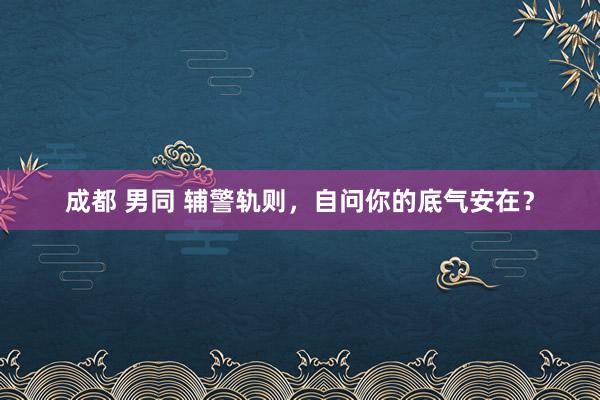 成都 男同 辅警轨则，自问你的底气安在？