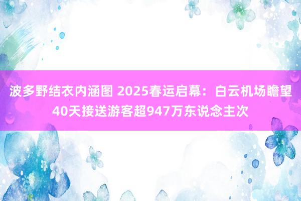 波多野结衣内涵图 2025春运启幕：白云机场瞻望40天接送游客超947万东说念主次