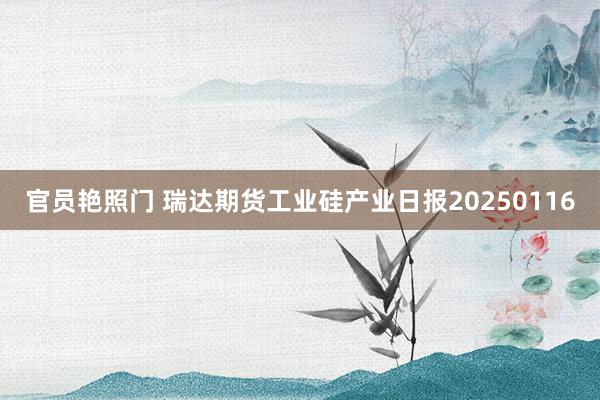 官员艳照门 瑞达期货工业硅产业日报20250116