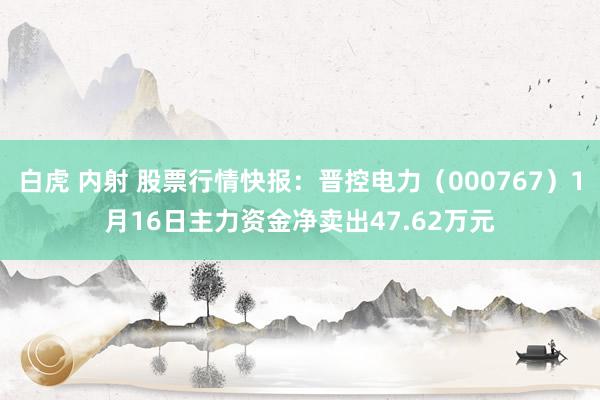 白虎 内射 股票行情快报：晋控电力（000767）1月16日主力资金净卖出47.62万元